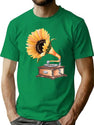 Sunflower Gramophone T-Shirt for Men & Women, T-Shirts Graphic Tee - Green