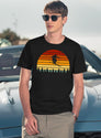 Sunset Skiing - Skiers Vintage T-Shirt for Men & Women, T-Shirts Graphic Tee - Navy