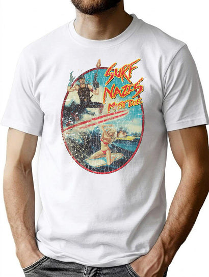 Surf Nazis Must Die 1987 T-Shirt for Men & Women, T-Shirts Graphic Tee - Black