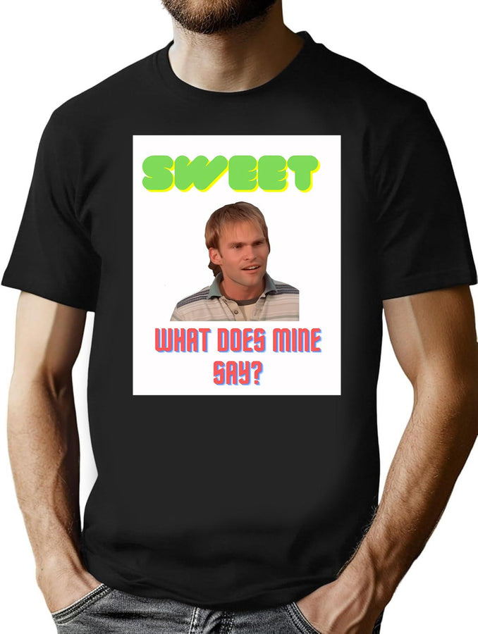 Sweet What Does Mine Say - Dude Wheres My Car Quote Black T-Shirt - Black