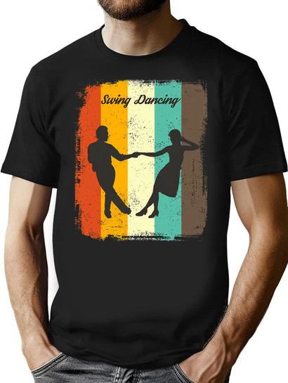 Swing Dancers Retro 70S Vintage Swing Dancing Gift T-Shirt for Men & Women, T-Shirts Graphic Tee - Black