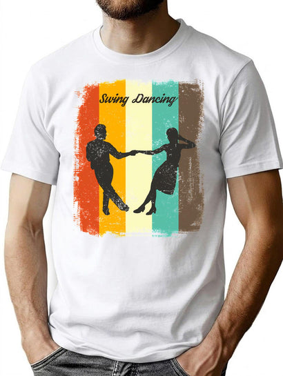 Swing Dancers Retro 70S Vintage Swing Dancing Gift T-Shirt for Men & Women, T-Shirts Graphic Tee - Black