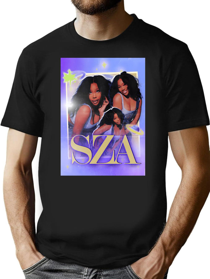 Sza 90'S Homage Vintage Aesthetic Graphic Bootleg Graphic T-Shirt - Black
