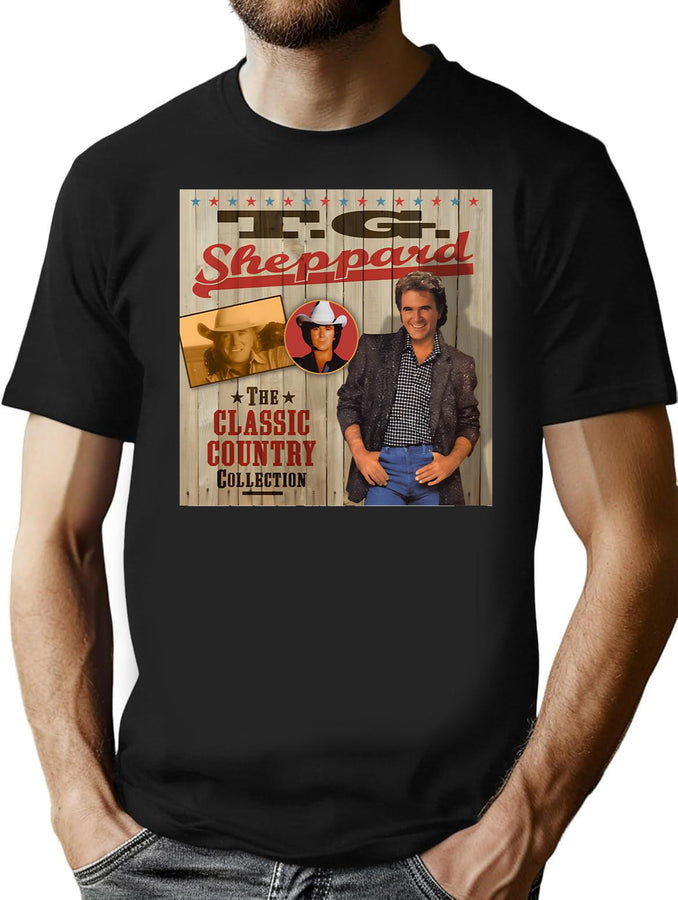 T. G. Sheppard The Classic Country Collection Classic T-Shirt for Men & Women, T-Shirts Graphic Tee - Black