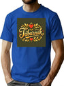 Tabarnak Elegant French Canadian Swear Word Design T-Shirt for Men & Women, T-Shirts Graphic Tee - Blue