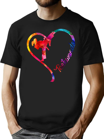 Teakwondo Heart T-Shirt for Men & Women, T-Shirts Graphic Tee - Black