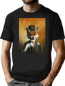 Teatime Mr Fox T-Shirt for Men & Women, T-Shirts Graphic Tee - Black