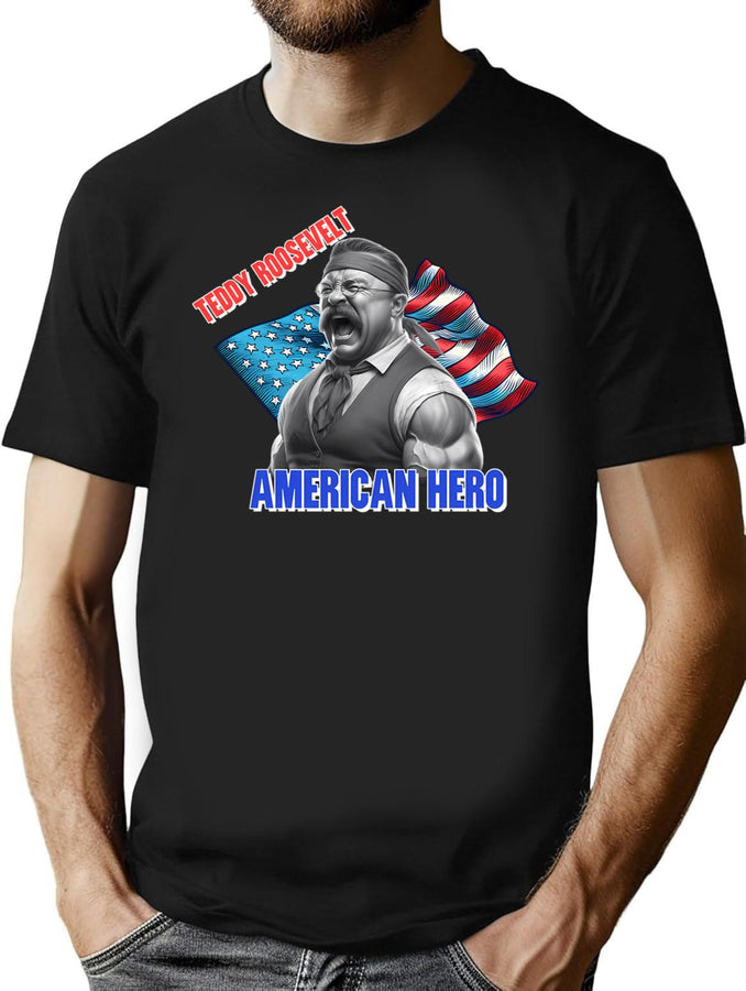 Teddy Theodore Roosevelt Bootleg 90'S American Hero Bootleg Graphic T-Shirt - Black