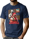 Teddy Theodore Roosevelt Bootleg 90'S Wrestling Lifting Bootleg Graphic T-Shirt - Navy