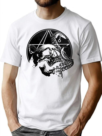 Tentacle Skull - Cthulhu Necronomicon Design T-Shirt for Men & Women, T-Shirts Graphic Tee - Black