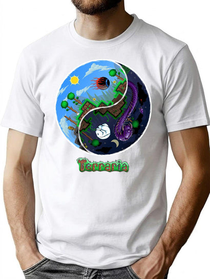 Terraria Game Night And Day Horror Design T-Shirt for Men & Women, T-Shirts Graphic Tee - Black