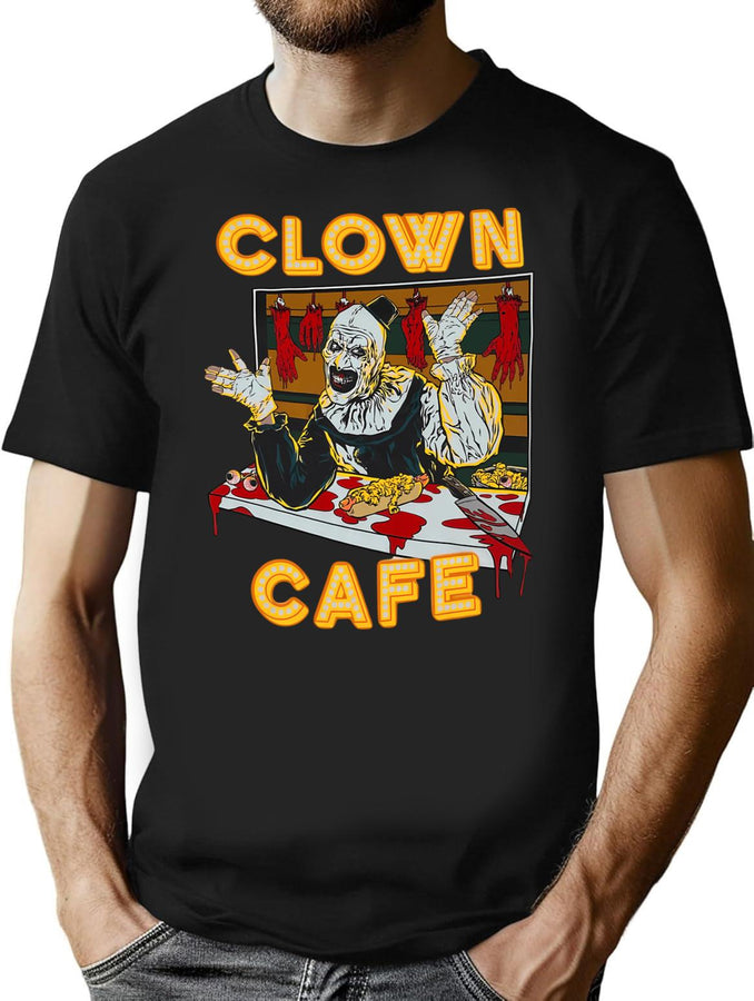 Terrfier Clown Cafe Art The Clown T-Shirt for Men & Women, T-Shirts Graphic Tee - Black