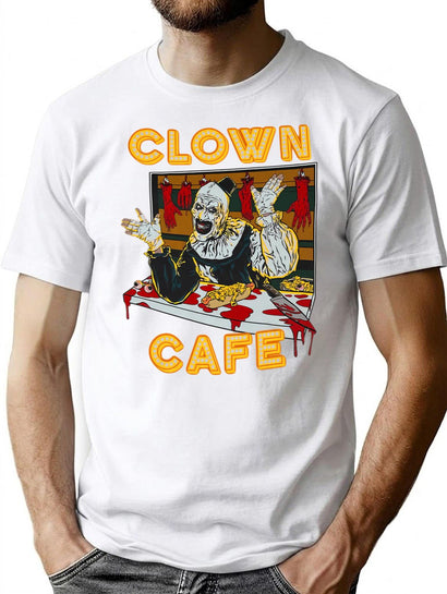 Terrfier Clown Cafe Art The Clown T-Shirt for Men & Women, T-Shirts Graphic Tee - Black