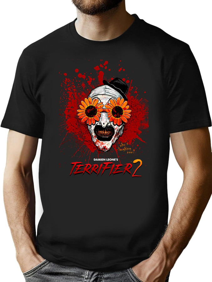 Terrifier 2 Art The Clown Sunflower Sunglasses Horror Movie T-Shirt for Men & Women, T-Shirts Graphic Tee - Black