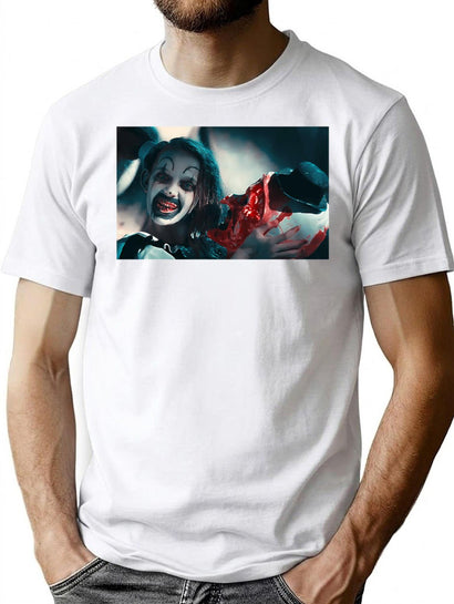 Terrifier 2 - Little Pale Girl Holding The Head Of Art The Clown T-Shirt for Men & Women, T-Shirts Graphic Tee - Black