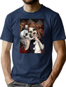 Terrifier 2- The Little Pale Girl and Art The Clown Premium Heavyweight Cotton T-Shirt - Navy