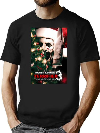 Terrifier 3 Christmas Clown T-Shirt for Men & Women, T-Shirts Graphic Tee - Black