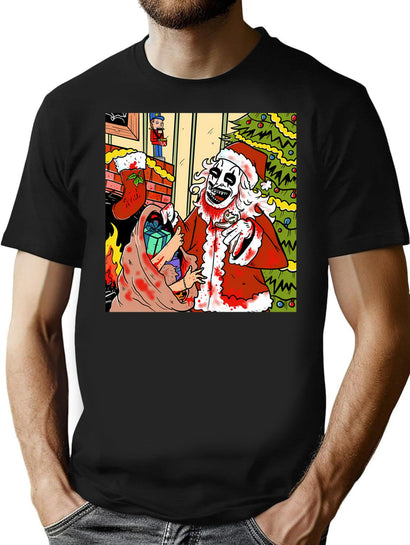 Terrifier 3 Christmas Fan Art T-Shirt for Men & Women, T-Shirts Graphic Tee - Black