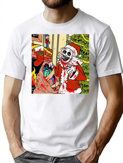 Terrifier 3 Christmas Fan Art T-Shirt for Men & Women, T-Shirts Graphic Tee - Black