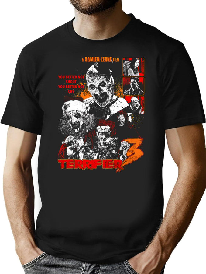 Terrifier 3 Movie T-Shirt for Men & Women, T-Shirts Graphic Tee - Black