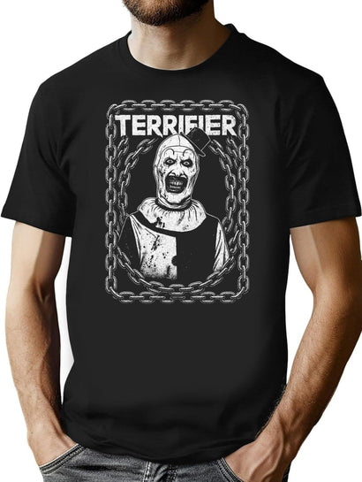 Terrifier Art The Clown Black White T-Shirt for Men & Women, T-Shirts Graphic Tee - Black