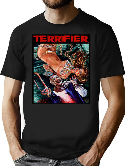Terrifier Art The Clown Horror Movie Art T-Shirt for Men & Women, T-Shirts Graphic Tee - Black