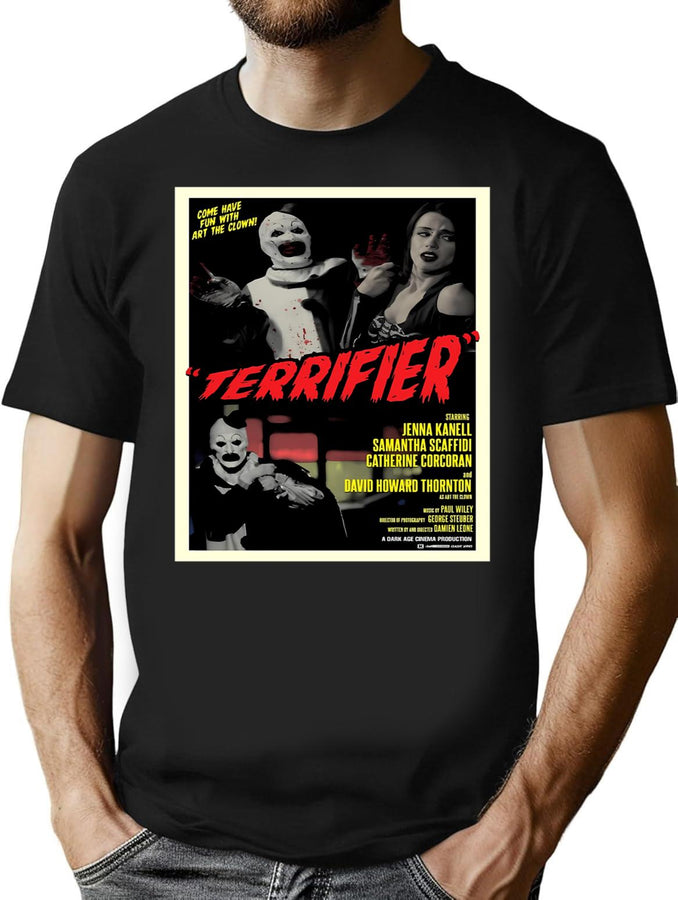 Terrifier Art The Clown Horror Poster T-Shirt for Men & Women, T-Shirts Graphic Tee - Black