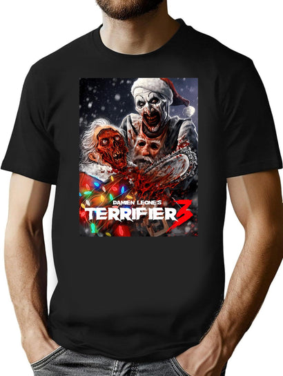 Terrifier Christmas Terrifier 3 Art T-Shirt for Men & Women, T-Shirts Graphic Tee - Black