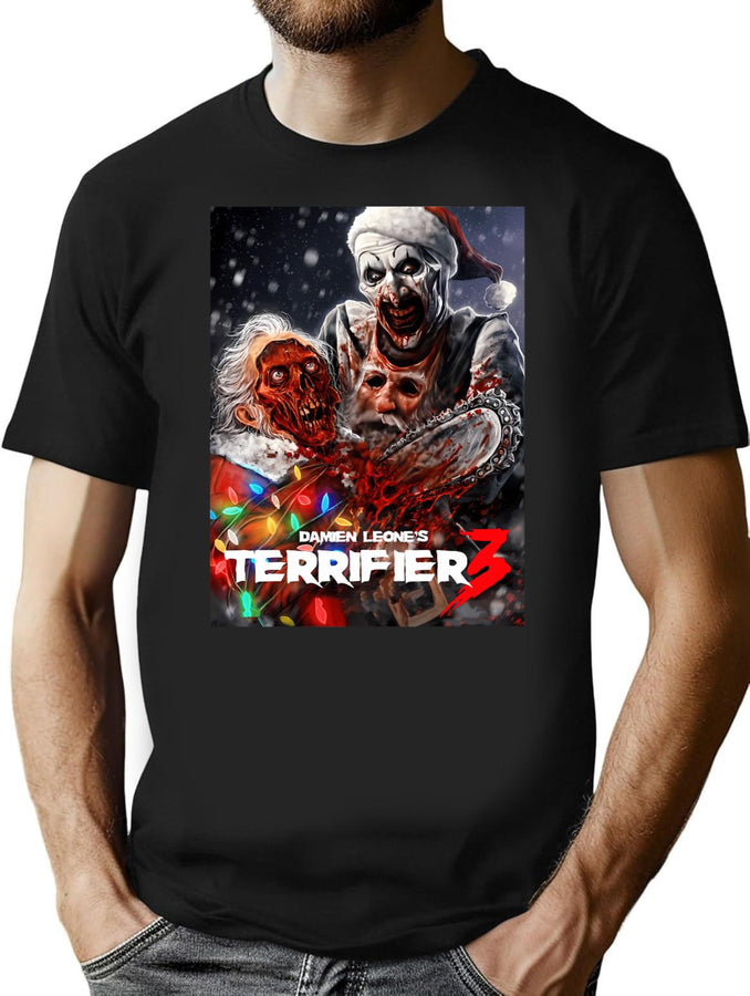 Terrifier Christmas Terrifier 3 Art T-Shirt for Men & Women, T-Shirts Graphic Tee - Black