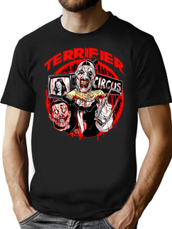 Terrifier Circus Halloween T-Shirt for Men & Women, T-Shirts Graphic Tee - Black
