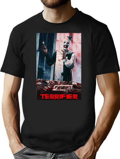 Terrifier Horror Movie Art (2) T-Shirt for Men & Women, T-Shirts Graphic Tee - Black