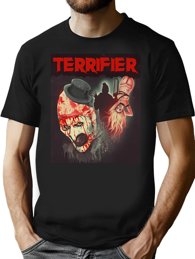 Terrifier Movie Horror Art The Clown Poster Art T-Shirt for Men & Women, T-Shirts Graphic Tee - Black