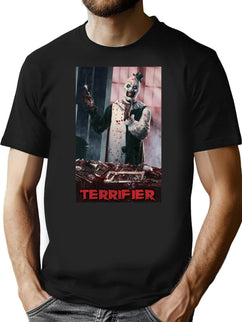 Terrifier Movie Horror Art The Clown Poster Film T-Shirt for Men & Women, T-Shirts Graphic Tee - Black
