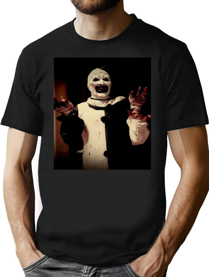 Terrifier Movie Horror Art The Clown (2) T-Shirt for Men & Women, T-Shirts Graphic Tee - Black