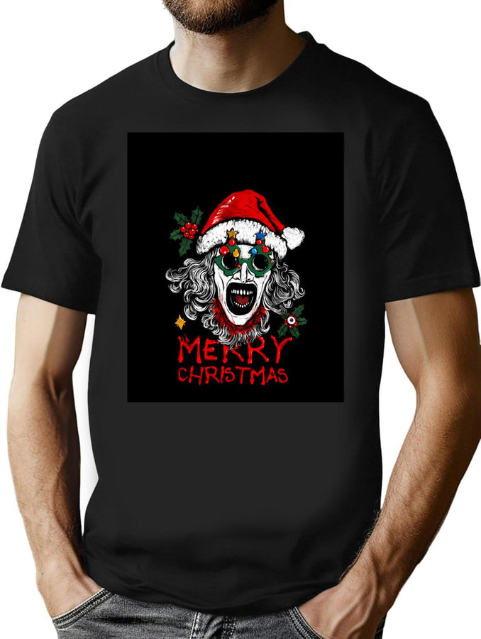 Terrifier Santa Claus Horror Fan Art T-Shirt for Men & Women, T-Shirts Graphic Tee - Black