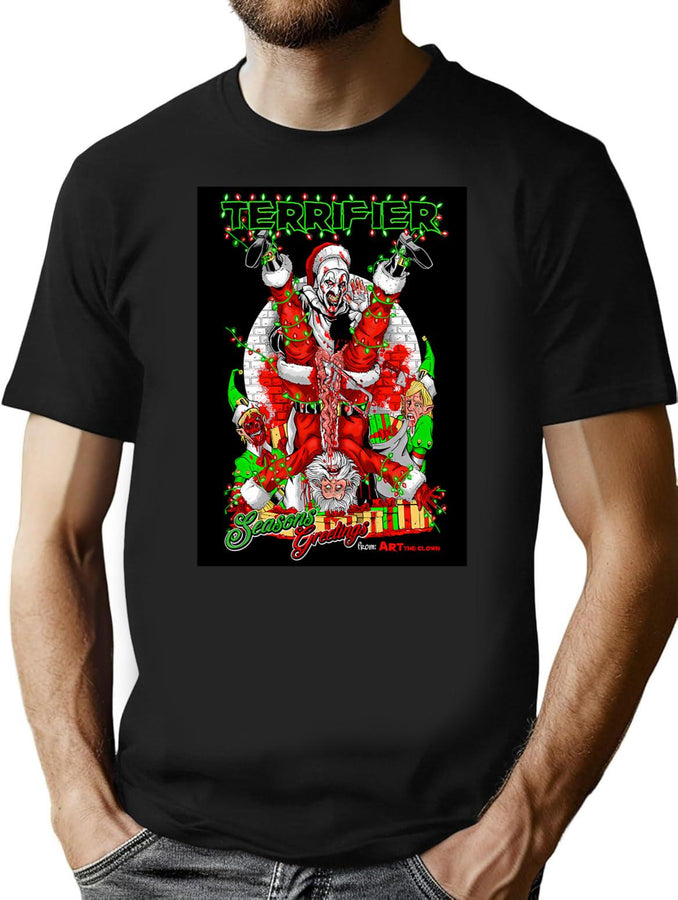 Terrifiers Santa Clown T-Shirt for Men & Women, T-Shirts Graphic Tee - Black