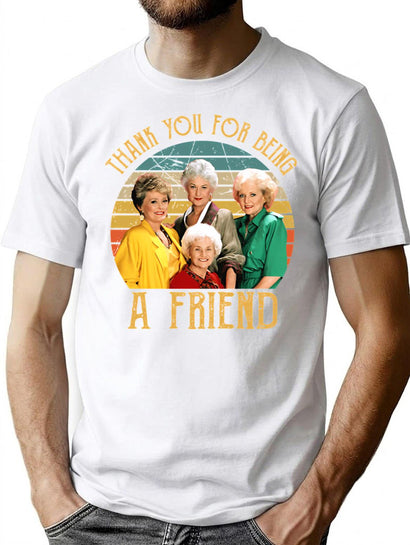 Thank You For Being A Friend Vintage T-Shirt for Men & Women, T-Shirts Graphic Tee - Black