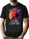 That'S What I Do I Pet Dogs I Play Guitars And I Know Things Funny Gift For Guitarists And Dog Lovers Retro Sunste Guitarist And Dog Lover T-Shirt for Men & Women, T-Shirts Graphic Tee - Black