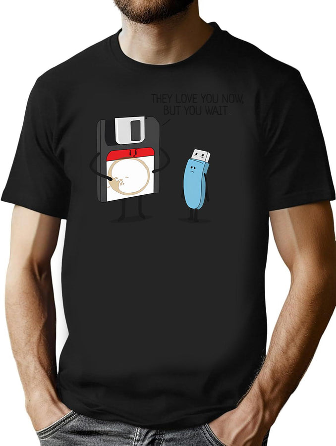 The Coffee Stained Floppy T-Shirt for Men & Women, T-Shirts Graphic Tee - Black