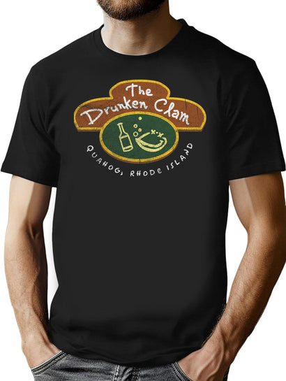 The Drunken Clam Worn Out T-Shirt for Men & Women, T-Shirts Graphic Tee - Black