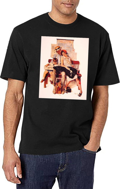 The Family Returned Home From Vacation 1930 T-Shirt for Men & Women, T-Shirts Graphic Tee - Black
