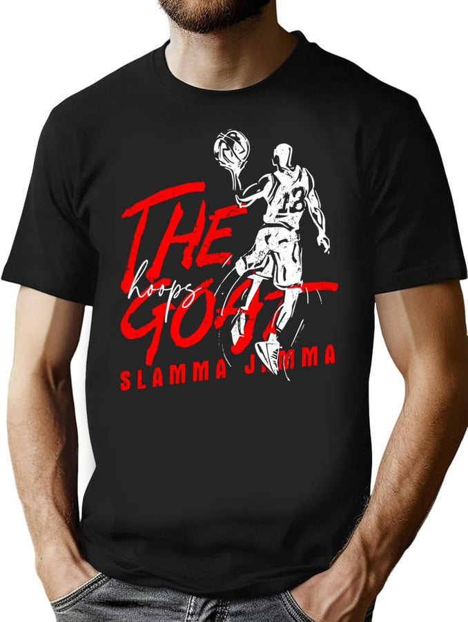 The Goat Slamma Jamma Basketball Dunker Bootleg Graphic T-Shirt - Black