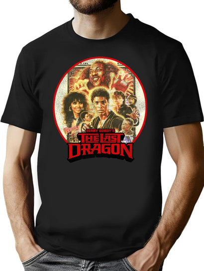 The Last Dragon Oval Crackle Worn T-Shirt for Men & Women, T-Shirts Graphic Tee - Black