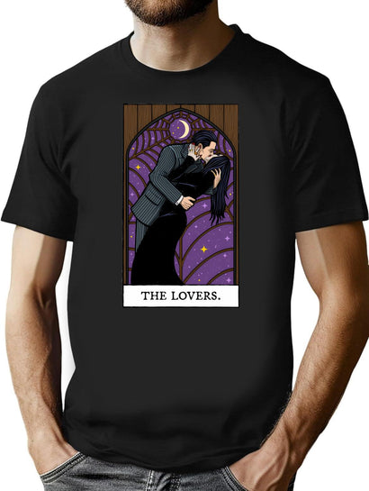 The Lovers Tarot Card T-Shirt for Men & Women, T-Shirts Graphic Tee - Black