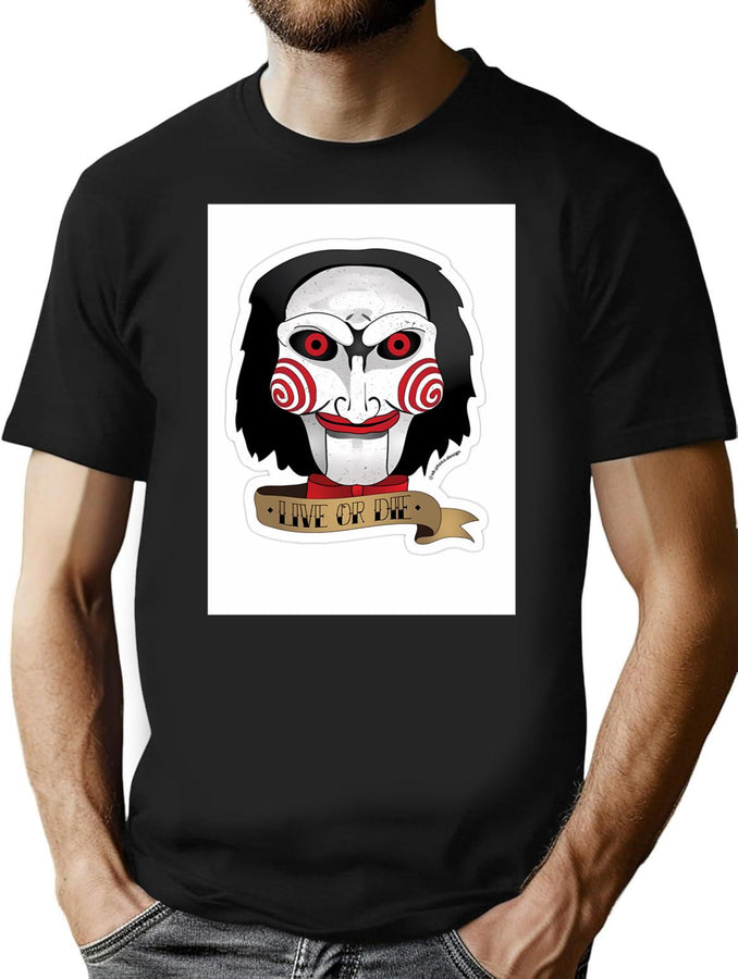 The Saw Doll Stiker T-Shirt for Men & Women, T-Shirts Graphic Tee - Black