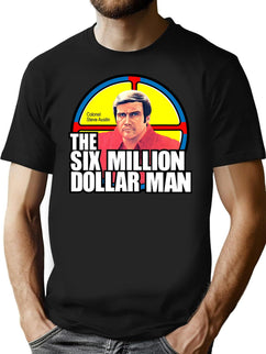 The Six Million Dollar Man Logo Vintage Premium Heavyweight Cotton T-Shirt - Black