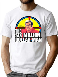 The Six Million Dollar Man Logo Vintage Premium Heavyweight Cotton T-Shirt - Black