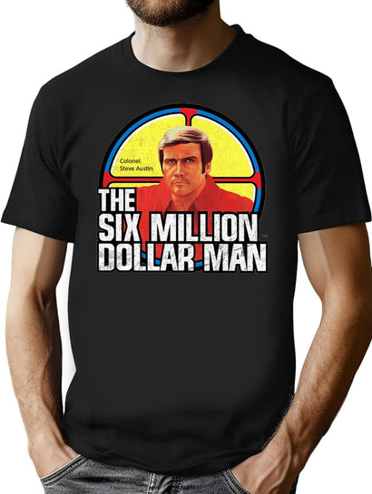 The Six Million Dollar Man Logo Vintage T-Shirt for Men & Women, T-Shirts Graphic Tee - Black