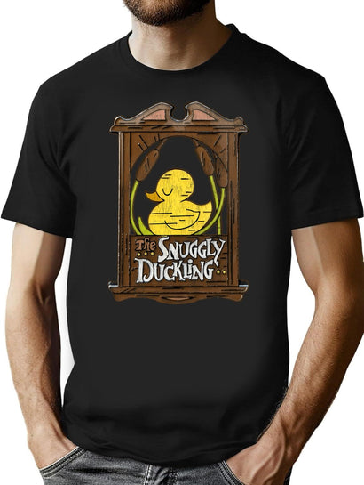 The Snuggly Duckling Tangled Sign Worn T-Shirt for Men & Women, T-Shirts Graphic Tee - Black