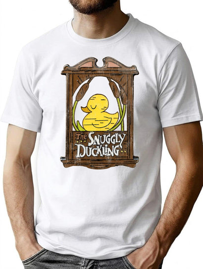 The Snuggly Duckling Tangled Sign Worn T-Shirt for Men & Women, T-Shirts Graphic Tee - Black